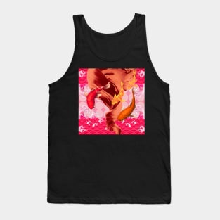 Koi Fish with an Orange and Pink Swirl Ocean- Happy Hong Kong Tank Top